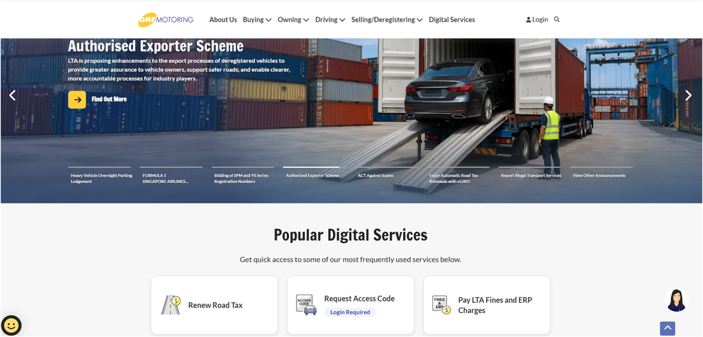Step 1: Log In To OneMotoring to retrieve your Access Code