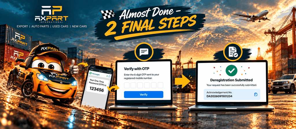 OneMotoring vehicle export disposal document submission and verification page